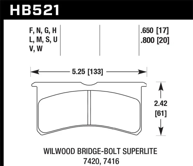 Hawk Wilwood Bb Sl 7421 Hps 5.0 Brake Pads 2