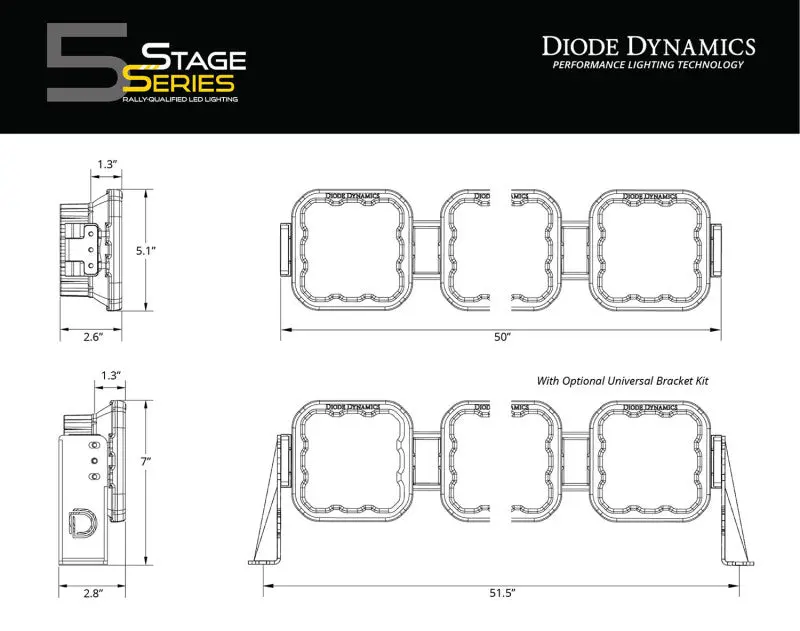 Diode Dynamics Ss5 Sport Universal Crosslink 8-Pod Lightbar - White Combo 2