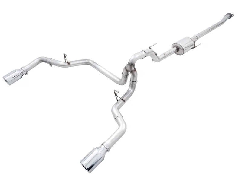 Awe 0Fg 21+ Ford F150 Dual Split Rear Exhaust - 5In Chrome Silver Tips 1
