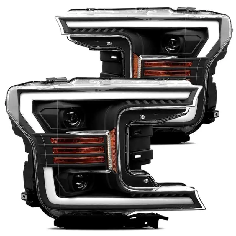 Alpharex 18-20 Ford F-150 Luxx Style Projector Headlights Alpha Black W/Activation Light/Drl 1