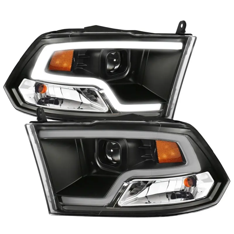 Anzo 09-18 Dodge Ram 1500 Plank Style Projector Headlights Black W/ Halo 1