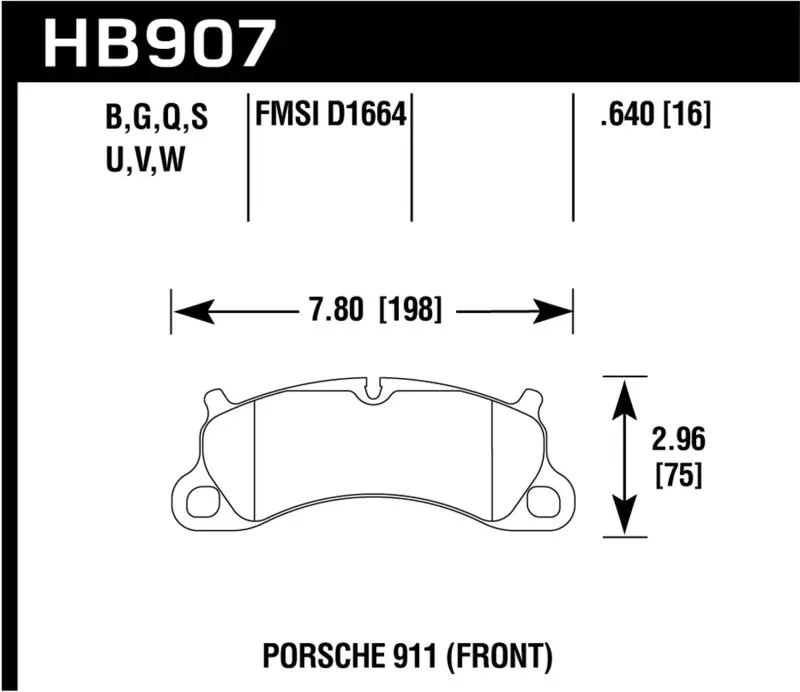 Hawk 2016 Porsche 911 Carrera S Hps 5.0 Front Brake Pads 1