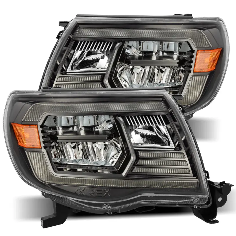 Alpharex 05-11 Toyota Tacoma Luxx Crystal Headlights Plank Style Alpha Black W/Activation Light/Drl 1
