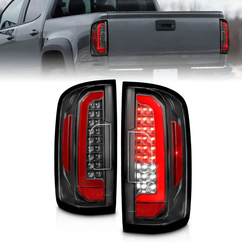 Anzo 15-21 Chevrolet Colorado Full Led Tail Lights W/ Red Lightbar Black Housing Clear Lens 1