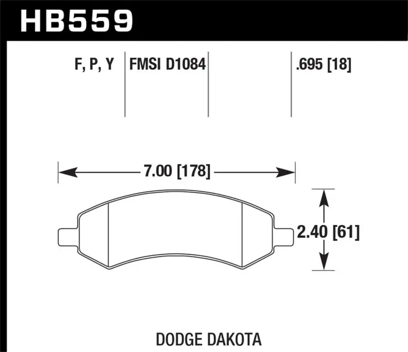 Hawk 06-16 Dodge Ram 1500 / 06-10 Mitsubishi Raider Super Duty Front Brake Pads 1