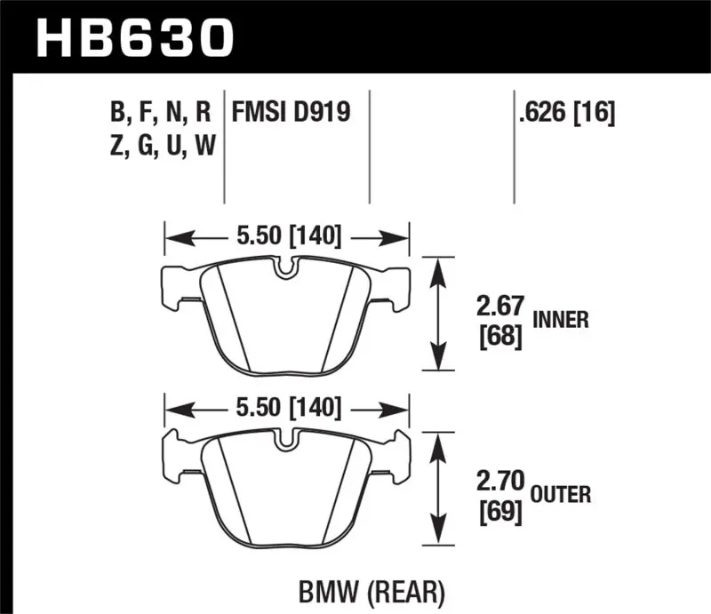 Hawk 02-11 Bmw (Various) Hps Street Rear Brake Pads 1