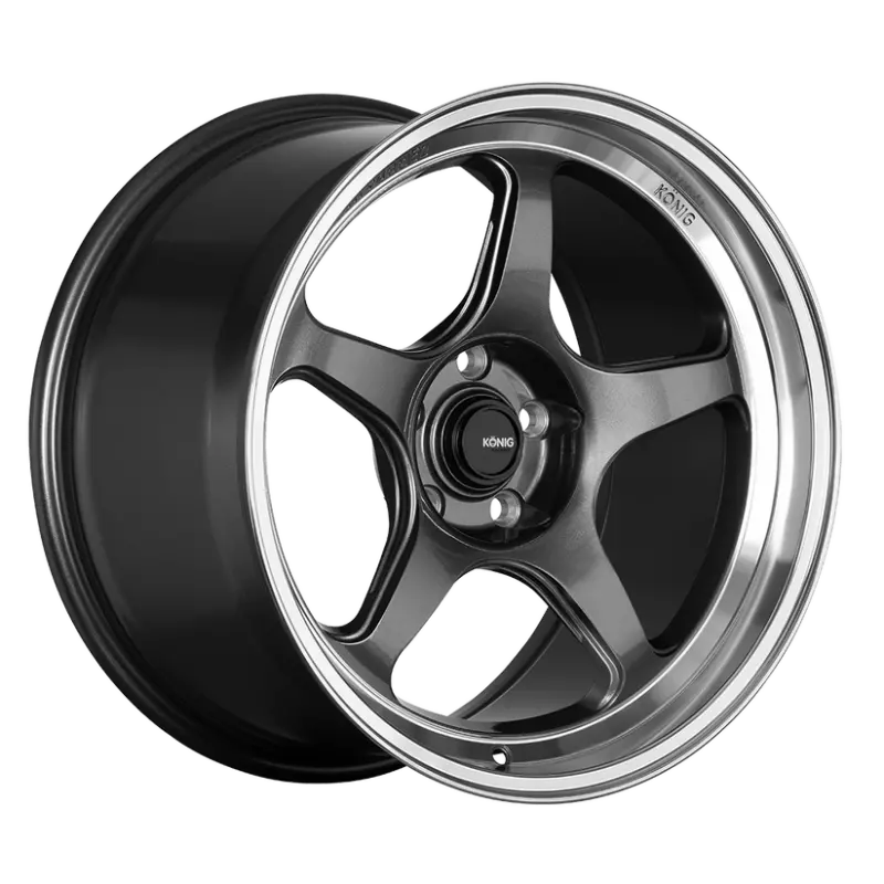 Konig Hyperspec 15X8 4X100 Et35 Anthracite Metallic Wheel W/ Mirror Machined Lip (Knurled Bead) 1