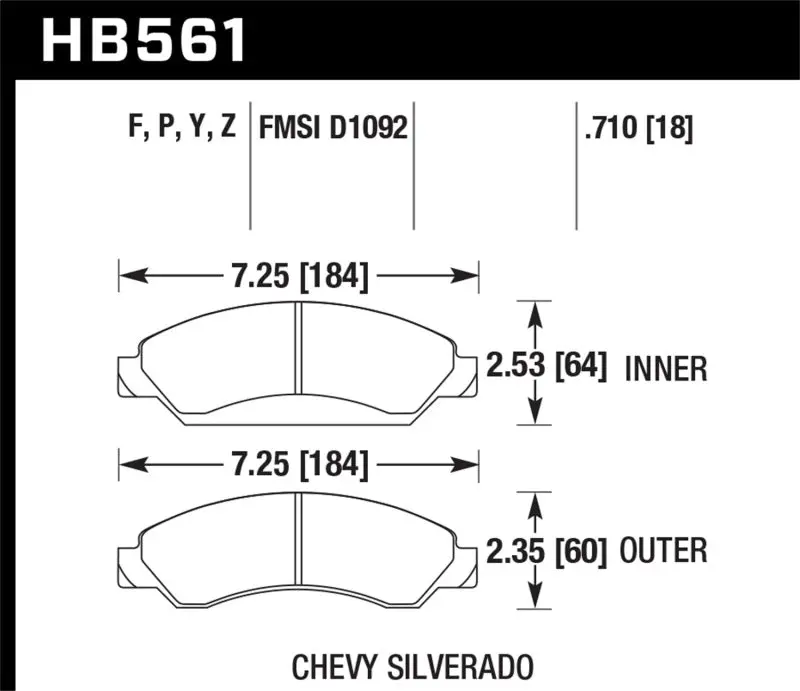 Hawk 07-08 Escalade 6.2 / 07-08 Avalanche Super Duty Front Brake Pads 2