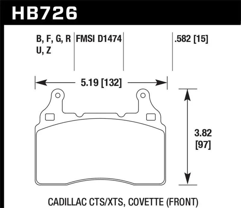 Hawk 2014 Chevrolet Corvette Hps 5.0 Front Brake Pads 1