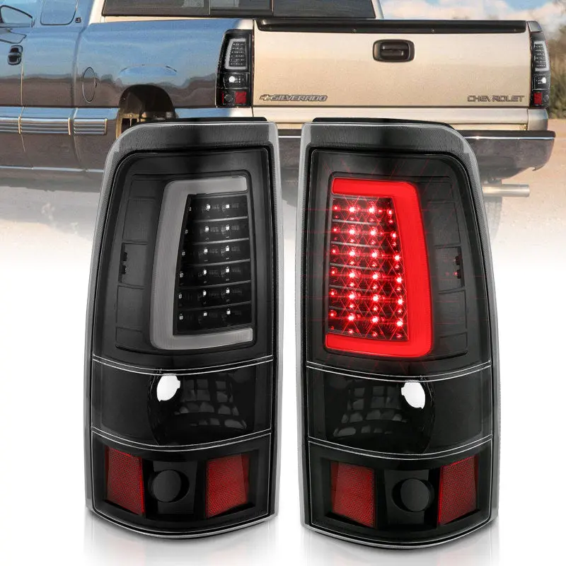Anzo 1999-2002 Chevy Silverado 1500 Led Taillights Plank Style Black W/Clear Lens 1
