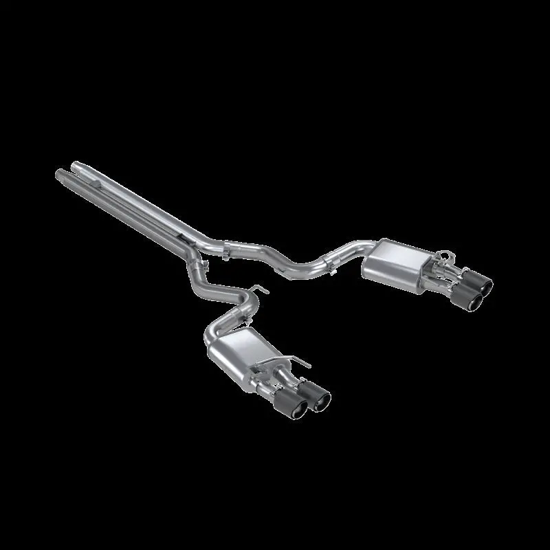 Mbrp 18-20 Ford Mustang Gt 5.0 W/ Quad Tip Active Exhaust Cat Back Split Rear T304 W/ Carb Fib Tips 1