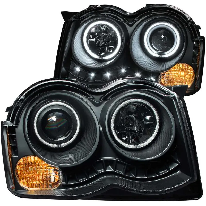 Anzo 2008-2010 Jeep Grand Cherokee Projector Headlights W/ Halo Black (Ccfl) 1