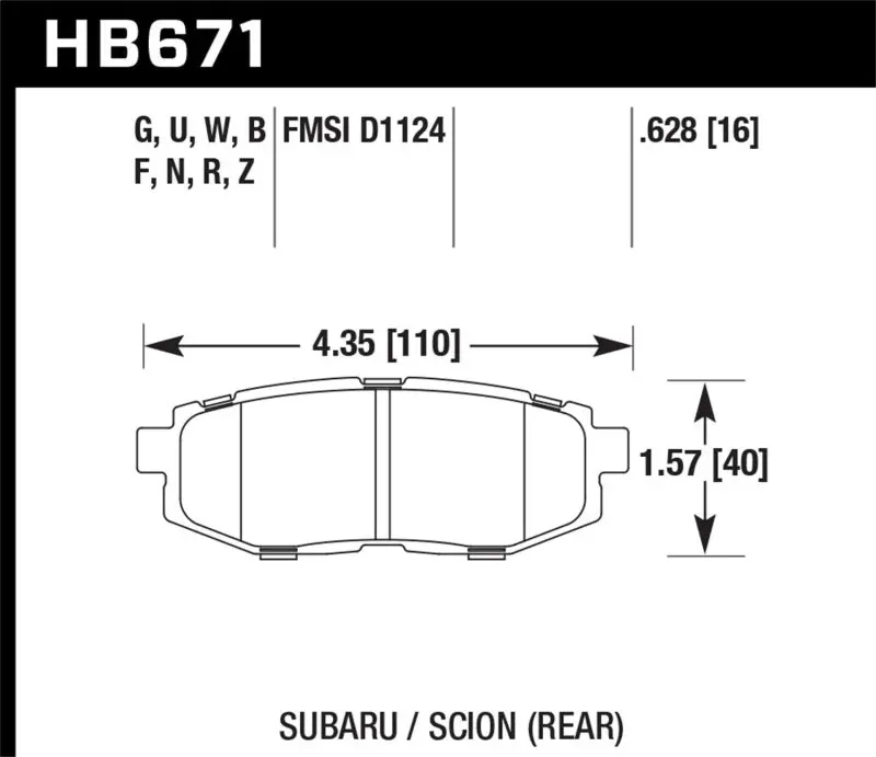 Hawk 11+ Subaru Legacy Gt Performance Ceramic Rear Street Brake Pads 1