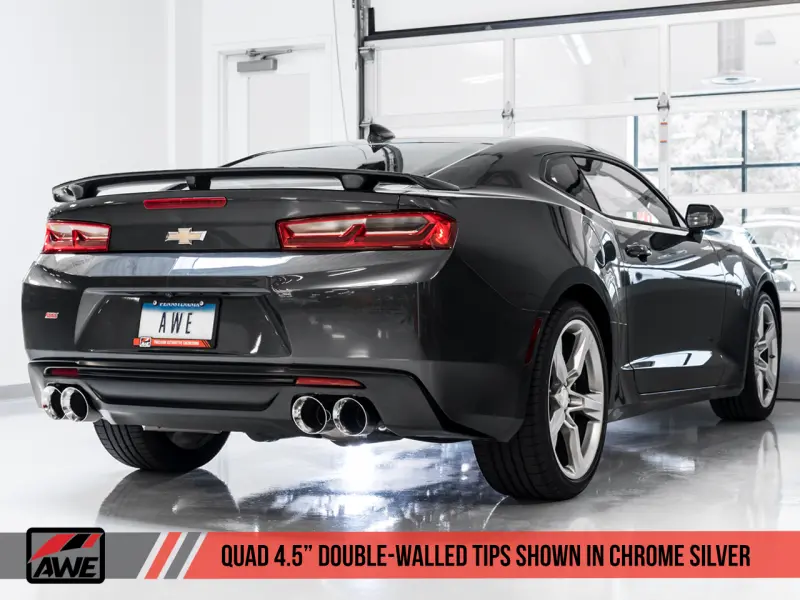 Awe Tuning 16-19 Chevrolet Camaro Ss Axle-Back Exhaust - Track Edition (Quad Chrome Silver Tips) 2