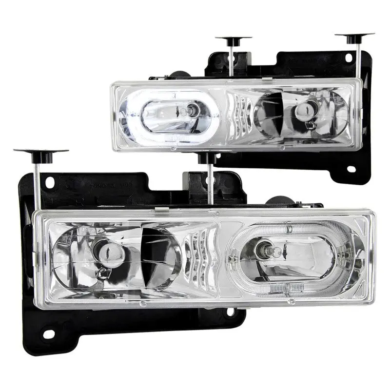 Anzo 1988-1998 Chevrolet C1500 Crystal Headlights Chrome W/ Halo 1