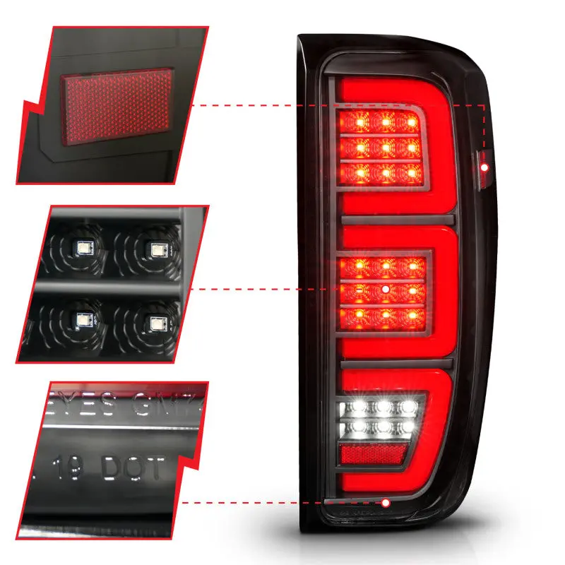Anzo 19-23 Gmc Sierra 1500/2500Hd/3500Hd Black Replacement Full Led Bar Tail Light 2