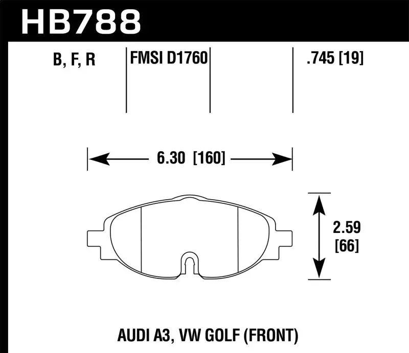 Hawk 15-17 Vw Golf / Audi A3/A3 Quattro Front High Performance Brake Pads 1