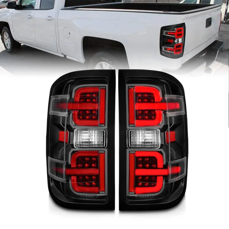 Anzo 15-19 Chevy Silverado 2500Hd/3500Hd (Halgn Only) Led Tail Lights W/Black Light Bar & Clear Lens 1