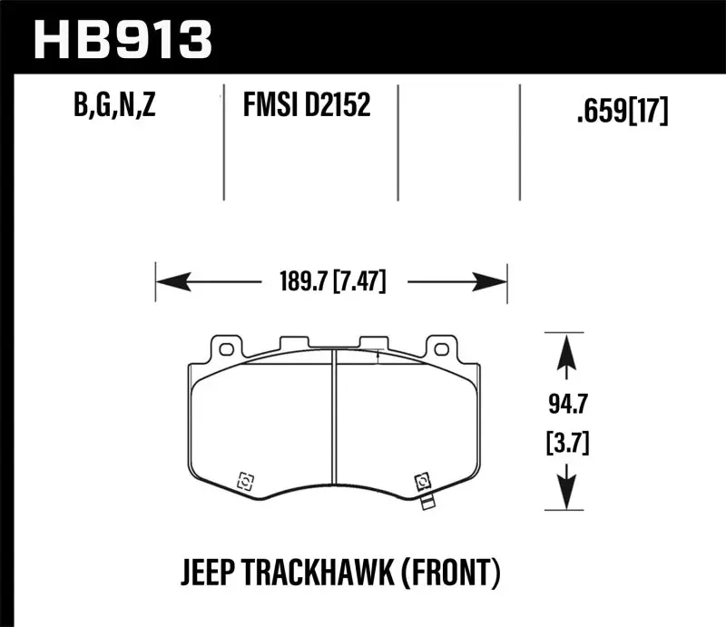 Hawk 18-19 Jeep Grand Cherokee Performance Ceramic Street Front Brake Pads 1