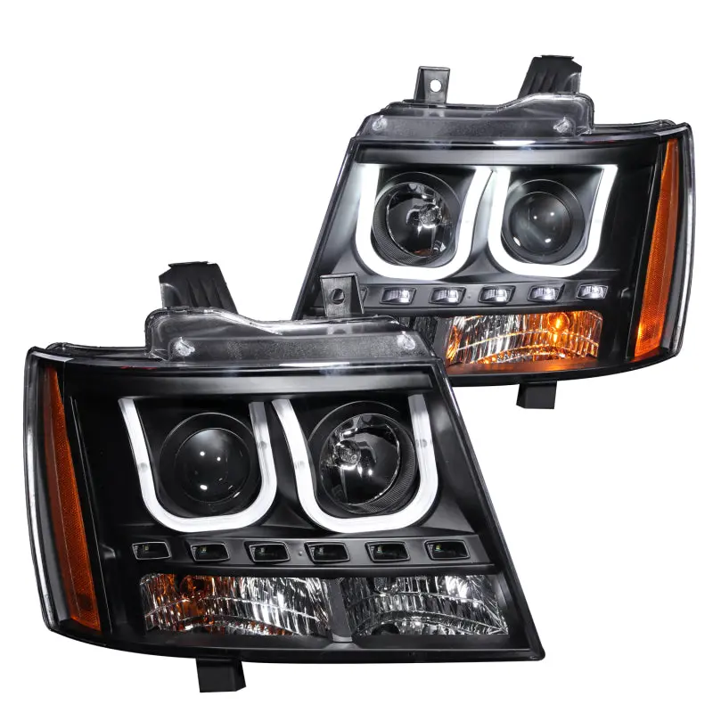 Anzo 2007-2013 Chevrolet Avalanche Projector Headlights W/ U-Bar Black 1