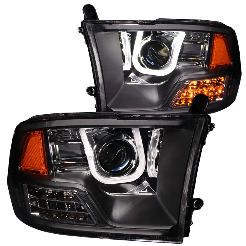 Anzo 2009-2016 Dodge Ram 1500 Projector Headlights W/ U-Bar Black 1