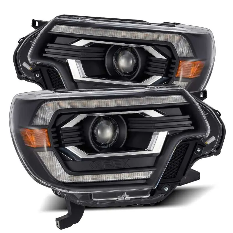 Alpharex 12-15 Toyota Tacoma Pro-Series Projector Headlights Plank Style Black W/Drl 1