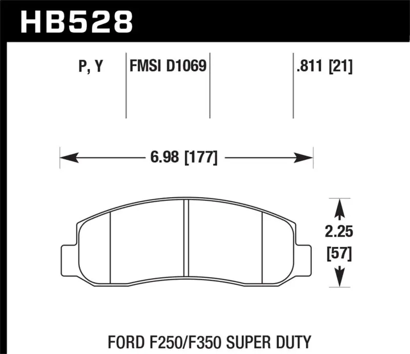 Hawk 05-11 Ford F250/F350 / 2011 Ford F550 Superduty Street Front Brake Pads 1