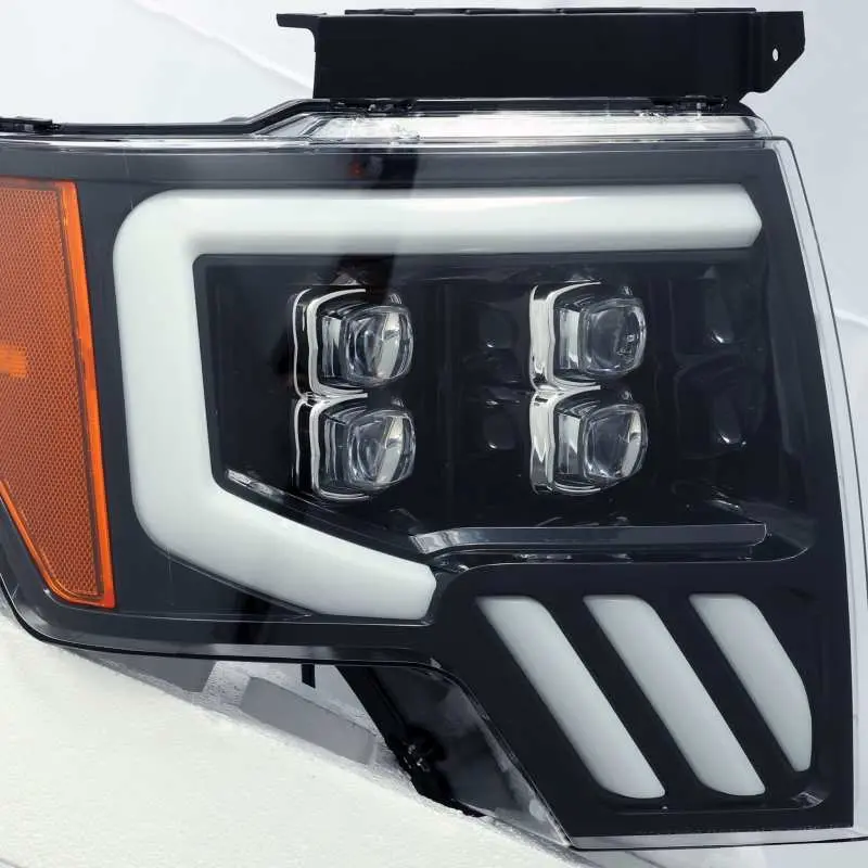 Alpharex 09-14 Ford F-150 Nova Led Proj Headlights Plank Style Gloss Black W/Activ Light/Seq Signal 2