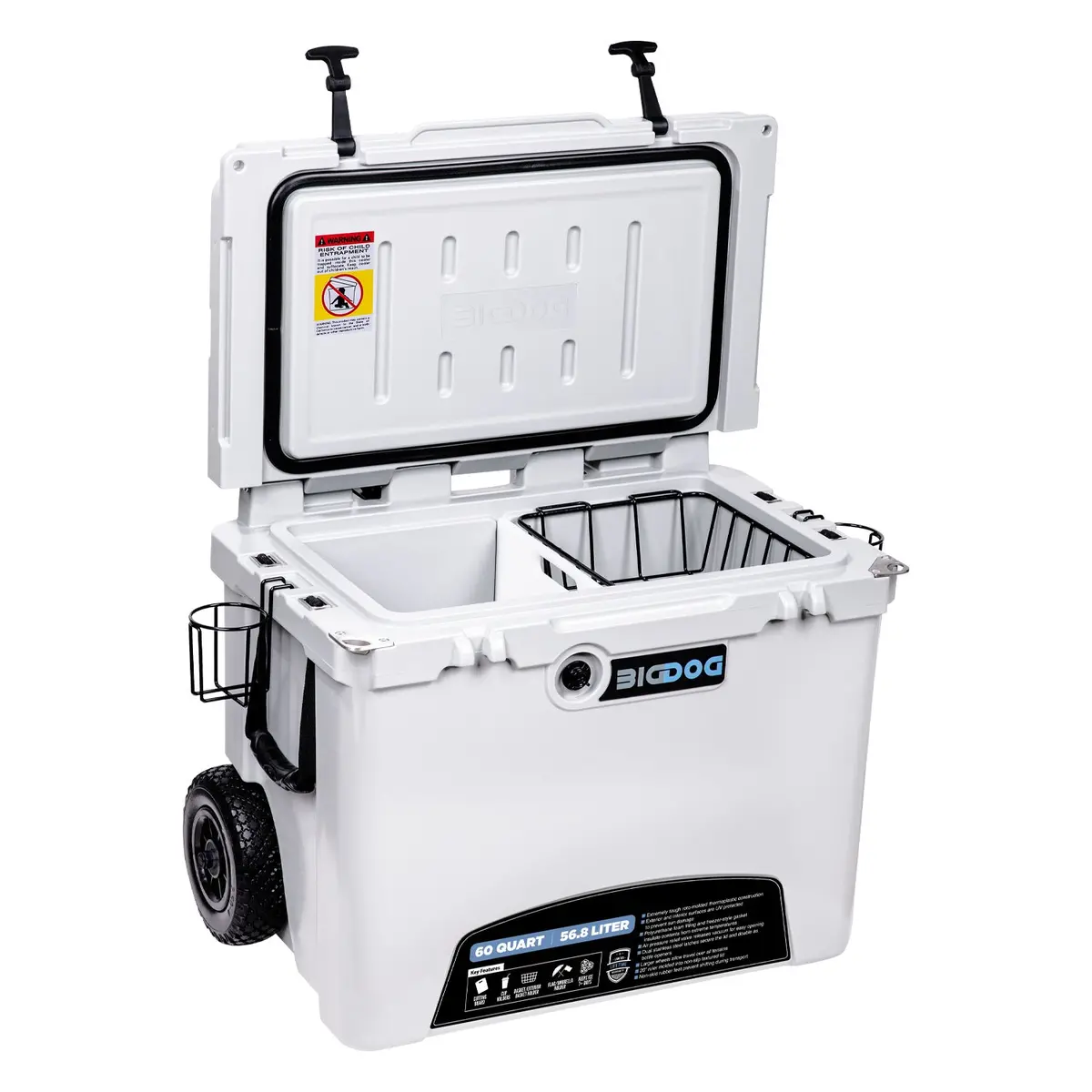 60 Qt Rolling Cooler With Accessories 1