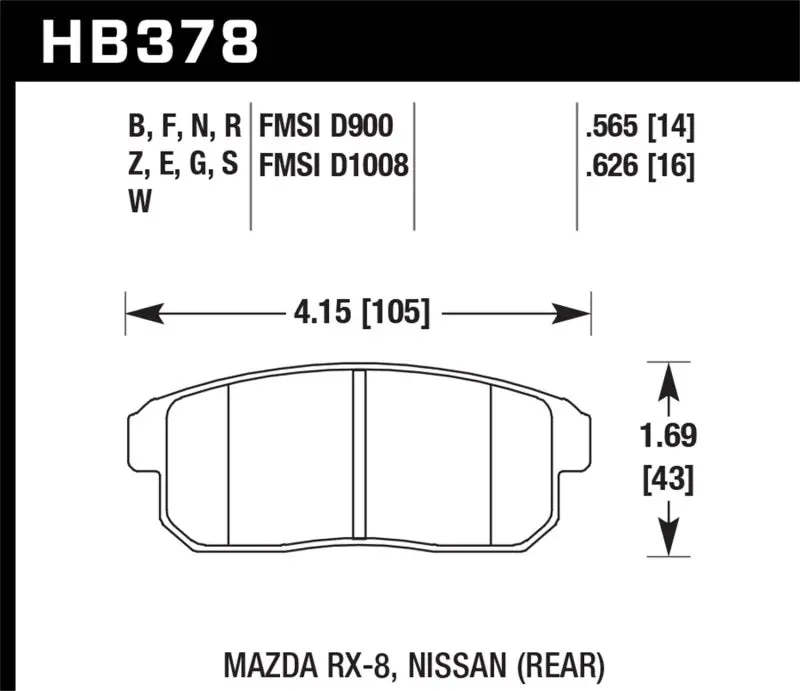 Hawk 03-07 Rx8 Hps Street Rear Brake Pads (D1008) 1