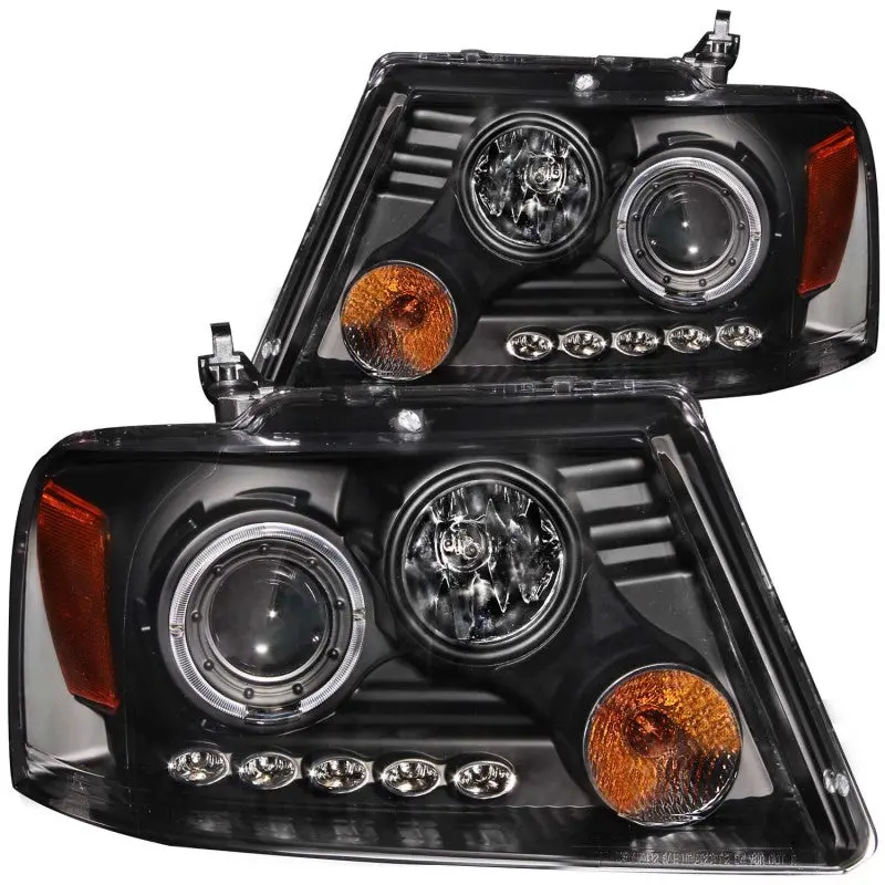 Anzo 2004-2008 Ford F-150 Projector Headlights W/ Halo And Led Black G2 1