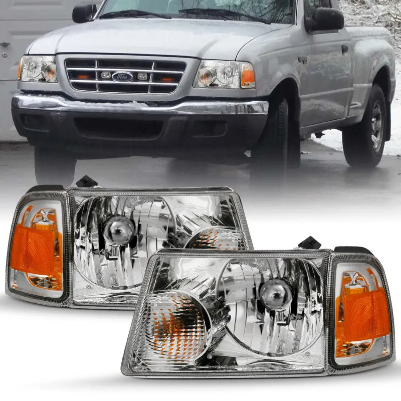 Anzo 2001-2011 Ford Ranger Crystal Headlight Chrome W/Corner Lights (Oe Replacement) 1