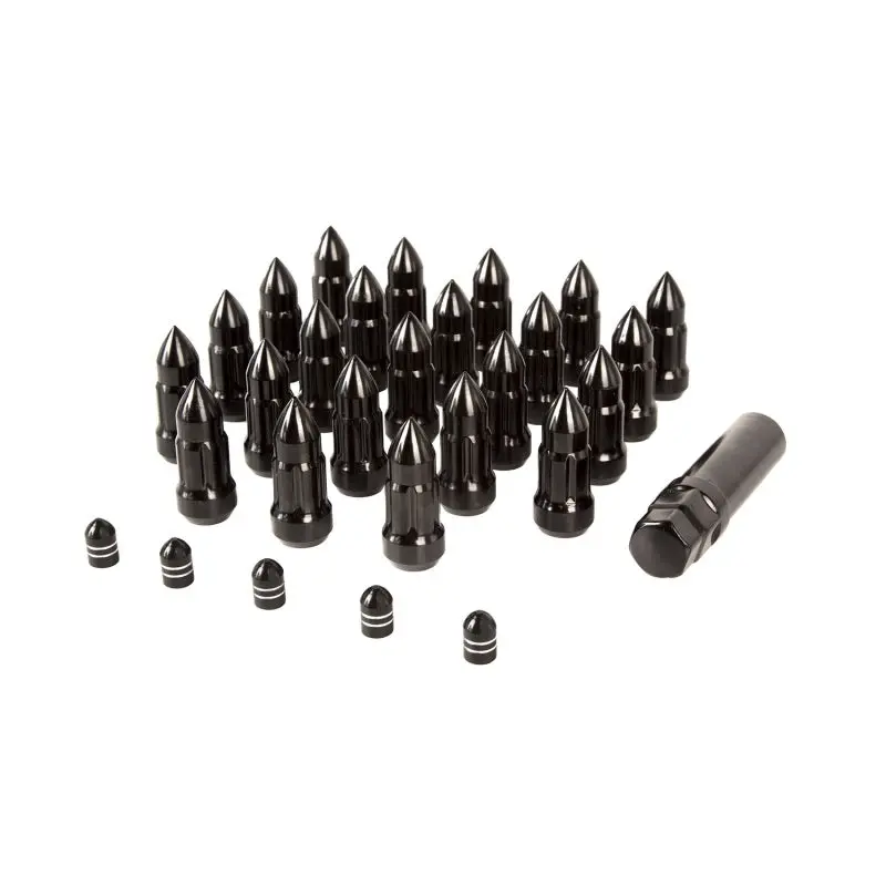 Rugged Ridge Bullet Lug Nut And Valve Stem Cap Kit Black 1/2-20 1