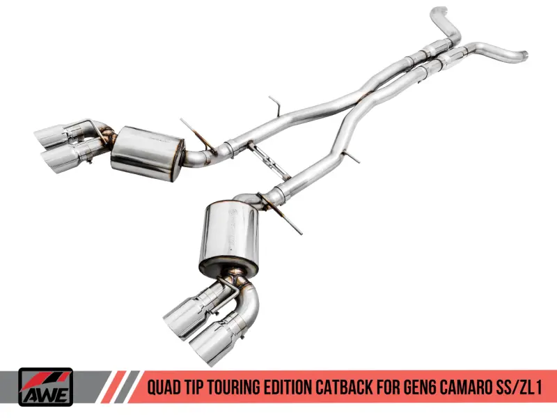 Awe Tuning 16-19 Chevy Camaro Ss Non-Res Cat-Back Exhaust -Touring Edition (Quad Chrome Silver Tips) 1