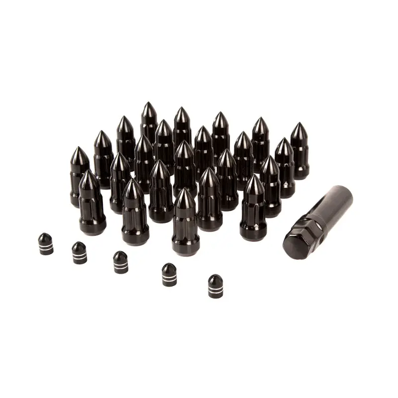 Rugged Ridge Bullet Lug Nut And Valve Stem Cap Kit Black 1/2-20 2
