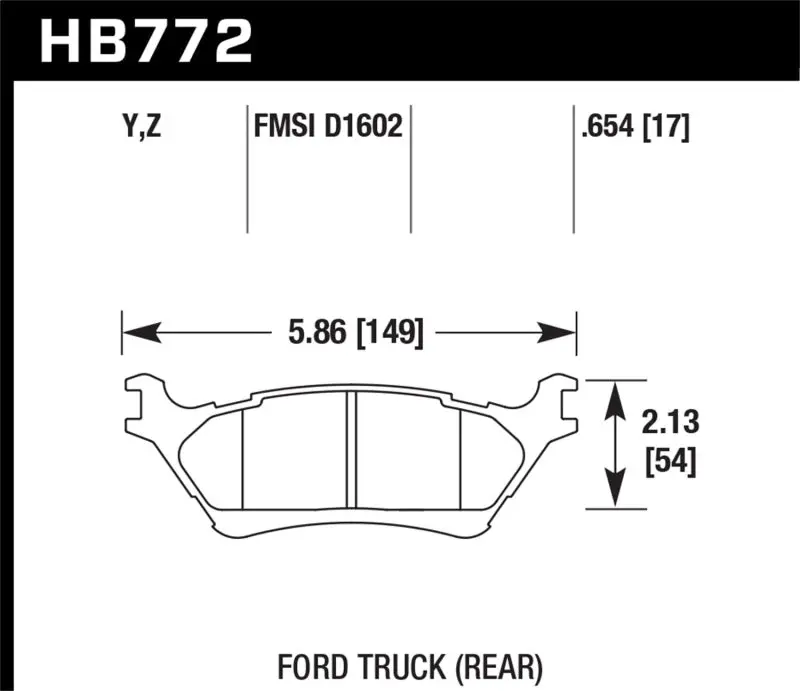 Hawk 12-16 Ford F-150 Performance Ceramic Street Rear Brake Pads 2
