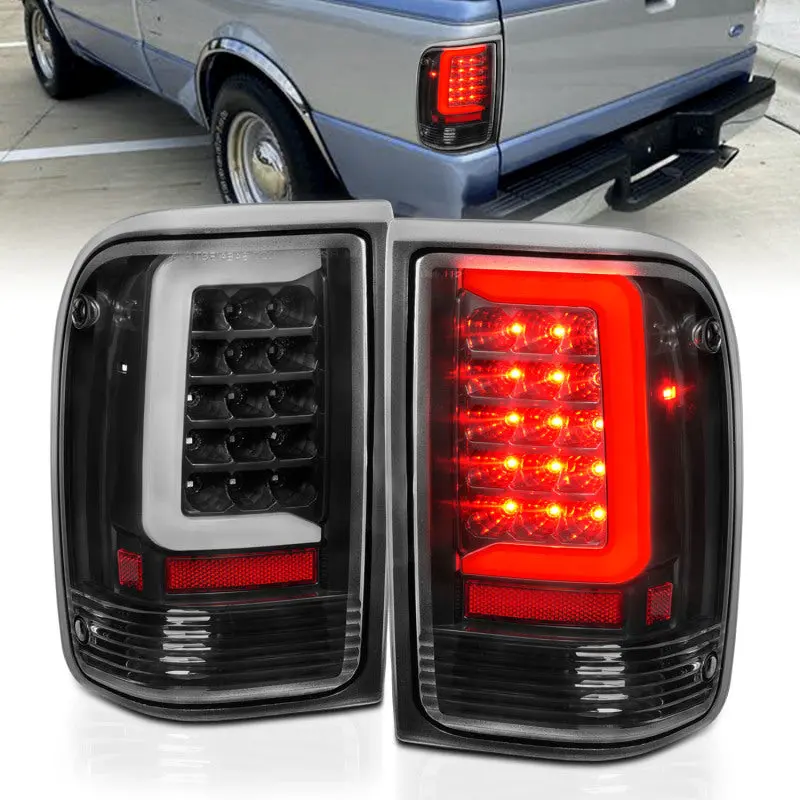Anzo 1993-1997 Ford  Ranger Led Tail Lights W/ Light Bar Black Housing Clear Lens 1