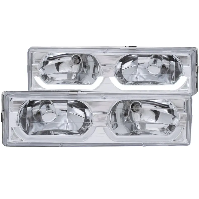 Anzo 1988-1998 Chevrolet C1500 Crystal Headlights Chrome W/ Low - Brow 1