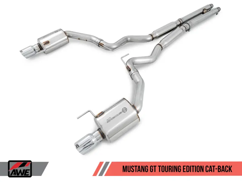 Awe Tuning S550 Mustang Gt Cat-Back Exhaust - Touring Edition (Diamond Black Tips) 1
