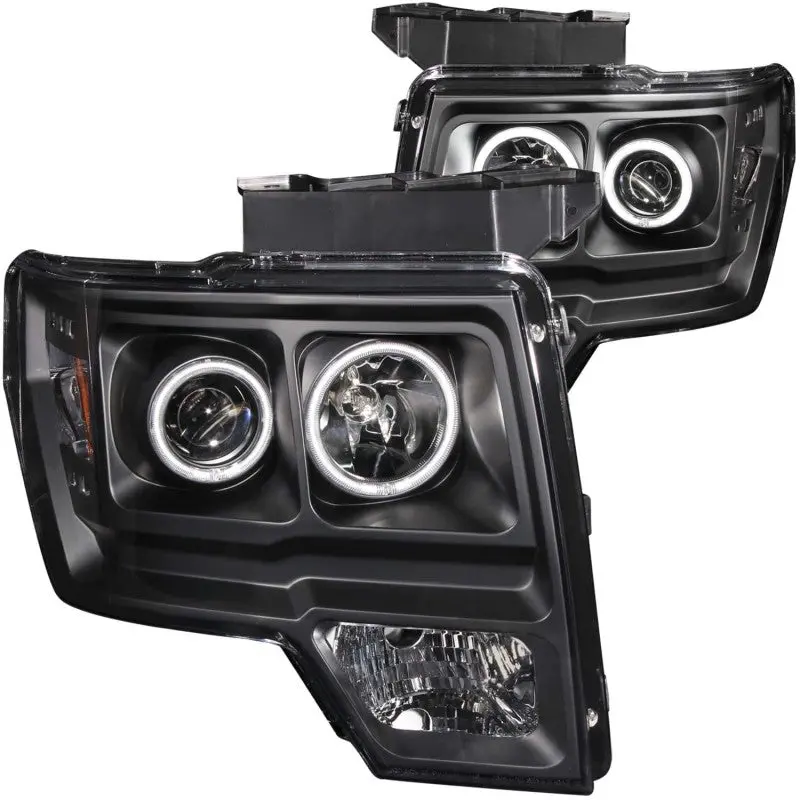 Anzo 2009-2014 Ford F-150 Projector Headlights W/ Halo Black (Ccfl) 1