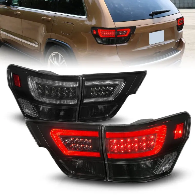 Anzo 11-13 Jeep Grand Cherokee Led Taillights W/ Lightbar Black Housing/Smoke Lens 4Pcs 1