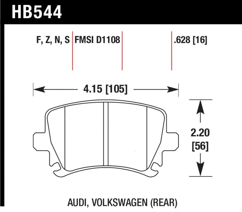 Hawk 06 Audi A6 Quattro Avant / 06-09 A6 Quattro Hp+ Rear Brake Pads 2
