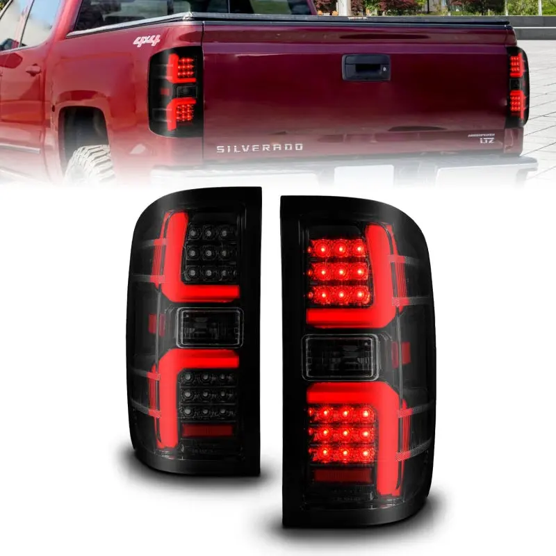 Anzo 15-19 Chevrolet Silverado 2500 Hd/3500 Hd Led Taillight W/ Sequential Black Housing/Smoke Lens 1