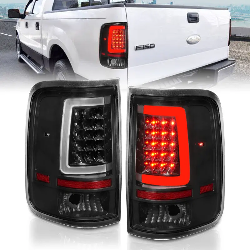 Anzo 2004-2006 Ford F-150 Led Tail Lights W/ Light Bar Black Housing Clear Lens 1