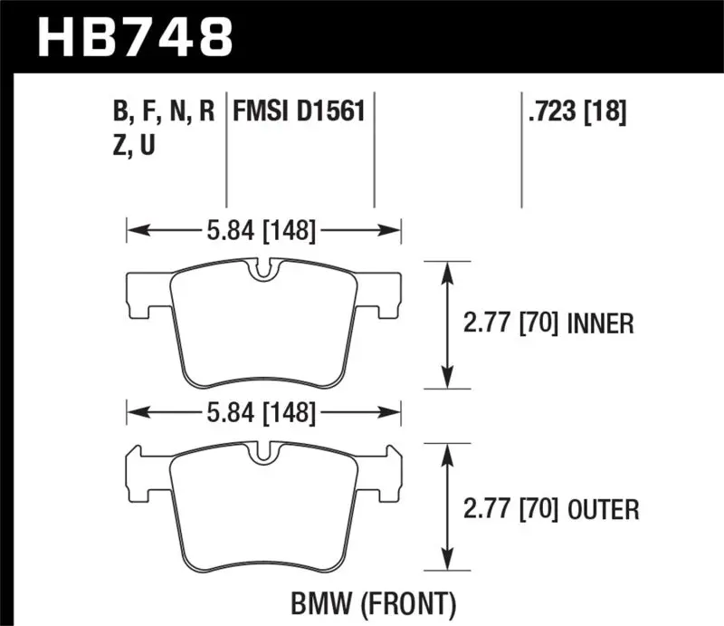 Hawk 13-14 Bmw 328I/328I Xdrive / 2014 428I/428I Xdrive Hps 5.0 Front Brake Pads 1