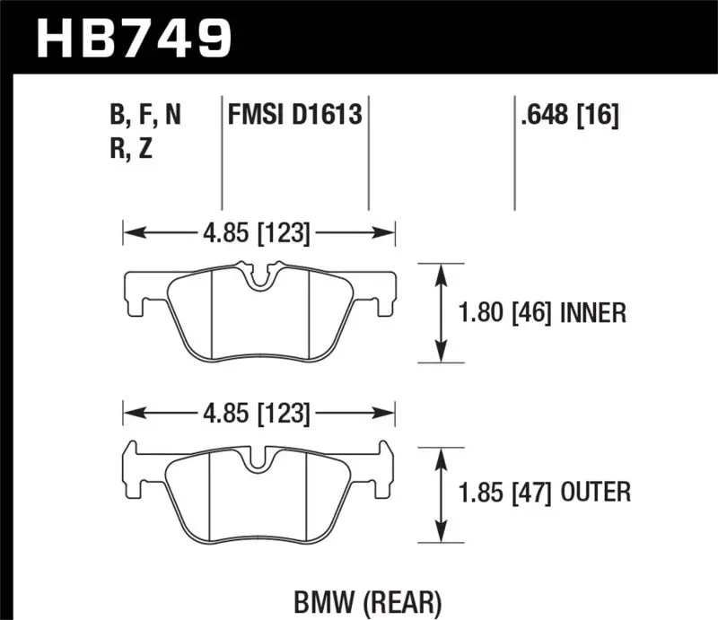 Hawk 13-14 Bmw 328I/328I Xdrive / 2014 428I/428I Xdrive Pc Rear Brake Pads 1