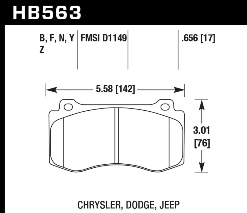 Hawk 06-07 Dodge Magnum Srt8 / 06-09 Challenger Srt8 / 05-07/09 Chrysler 300 C Srt8 Hps Street Front 1