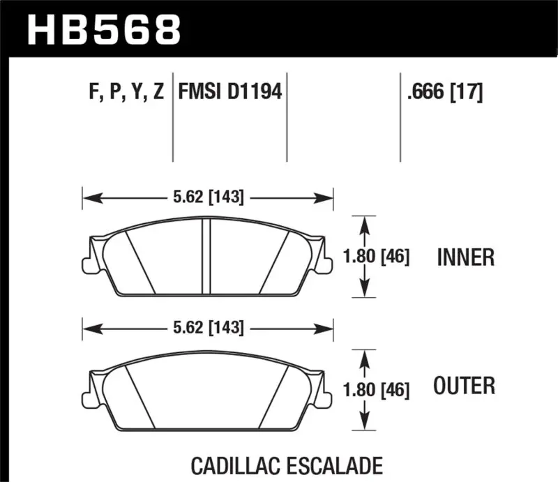 Hawk 07-08 Escalade 6.2 / 07-08 Avalanche Super Duty Rear Brake Pads 1