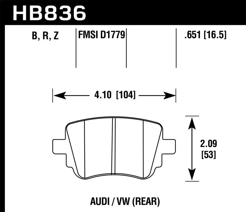Hawk 15-17 Volkswagen Golf / 15-16 Volkswagen Golf Gti Hps 5.0 Rear Brake Pads 1