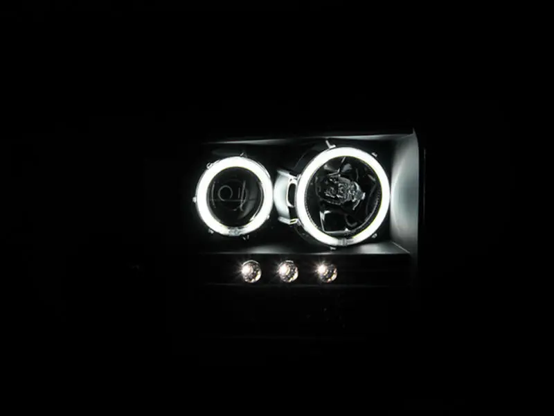 Anzo 2005-2007 Ford Excursion Projector Headlights W/ Halo Black W/ Led Strip (Ccfl) 1Pc 2